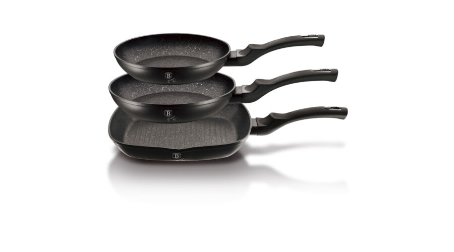 Berlinger Haus Black Silver Collection 3 r�szes serpeny�k�szlet m�rv�ny bevonattal,matt fekete sz�nb